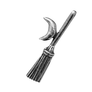 Wicca Witch's Broom Pewter Charms on attachment: 36" black cord