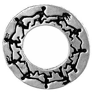 Wicca Witch Power pewter charms on attachment: 36" black cord