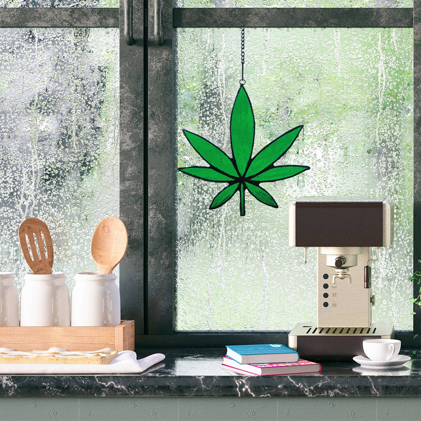7"H Indi Green Window Panel