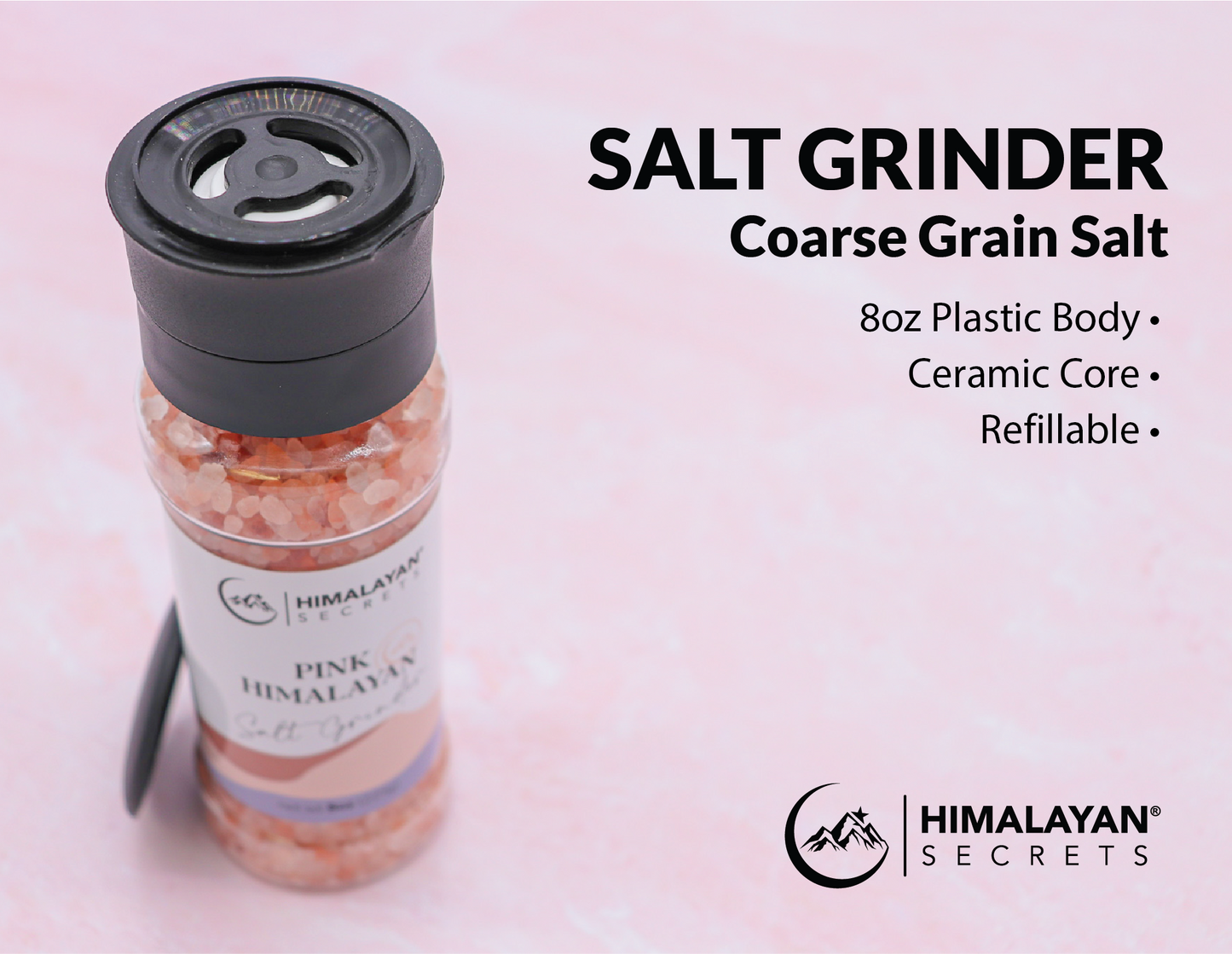 8 oz Edible Himalayan Dark Pink Salt - Coarse Grinder