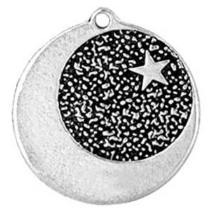 Amulets star dogged moon pewter charm on attachment: 36" black cord