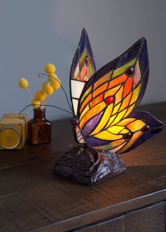 9.5"H Luella Red Butterfly Wings Accent Lamp