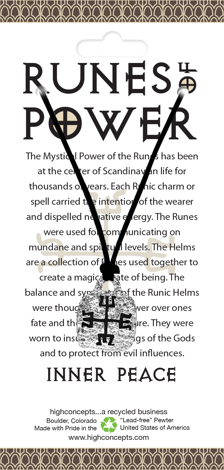 Runes of Power To Guard Against Wrath & Inner Peace charm on