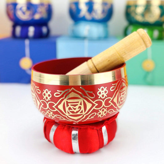 Root Chakra Brass Tibetan Singing Bowls - Red