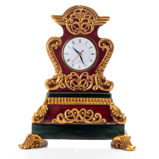 12"H Lucy Red & Gold Accent Clock