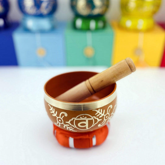 Sacral Chakra Brass Tibetan Singing Bowls -Orange