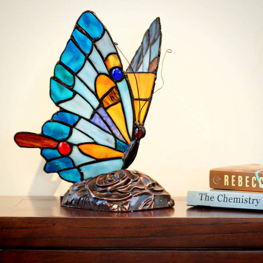 9"H Kiara Blue Butterfly Accent Lamp